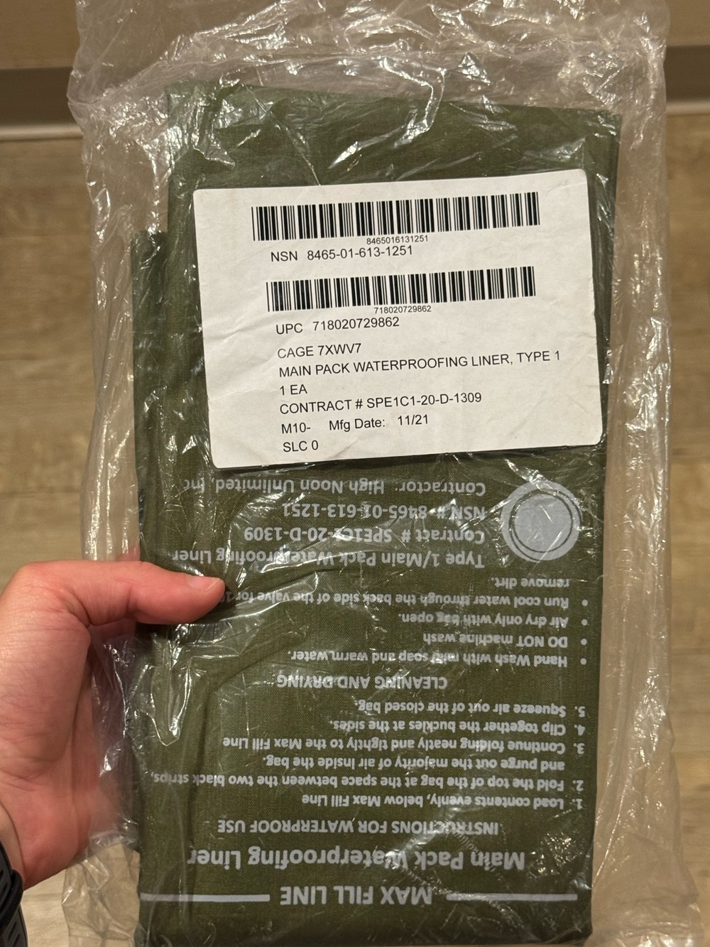 NEW USMC Gen 1 FILBE Main Pack Liner – Waterproof Dry Bag